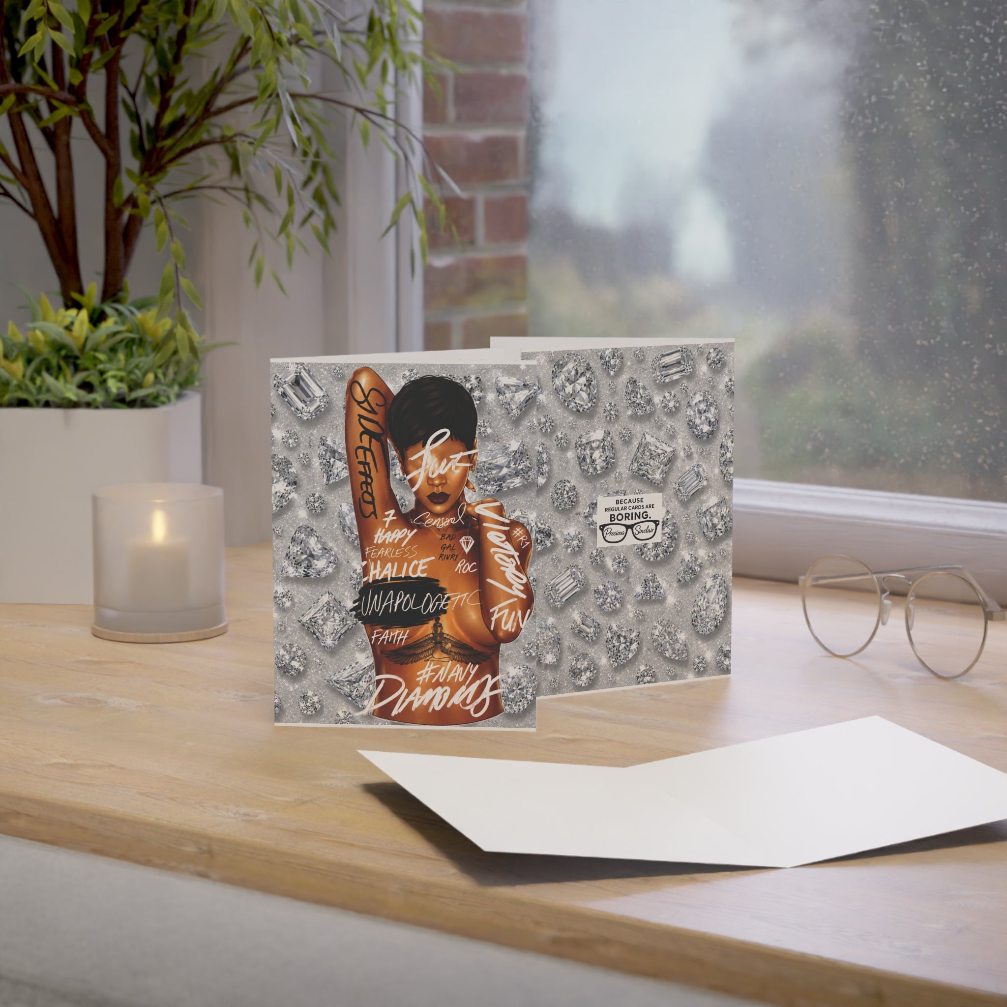 Diamond-  Rihanna inspired card (Blank Interior)