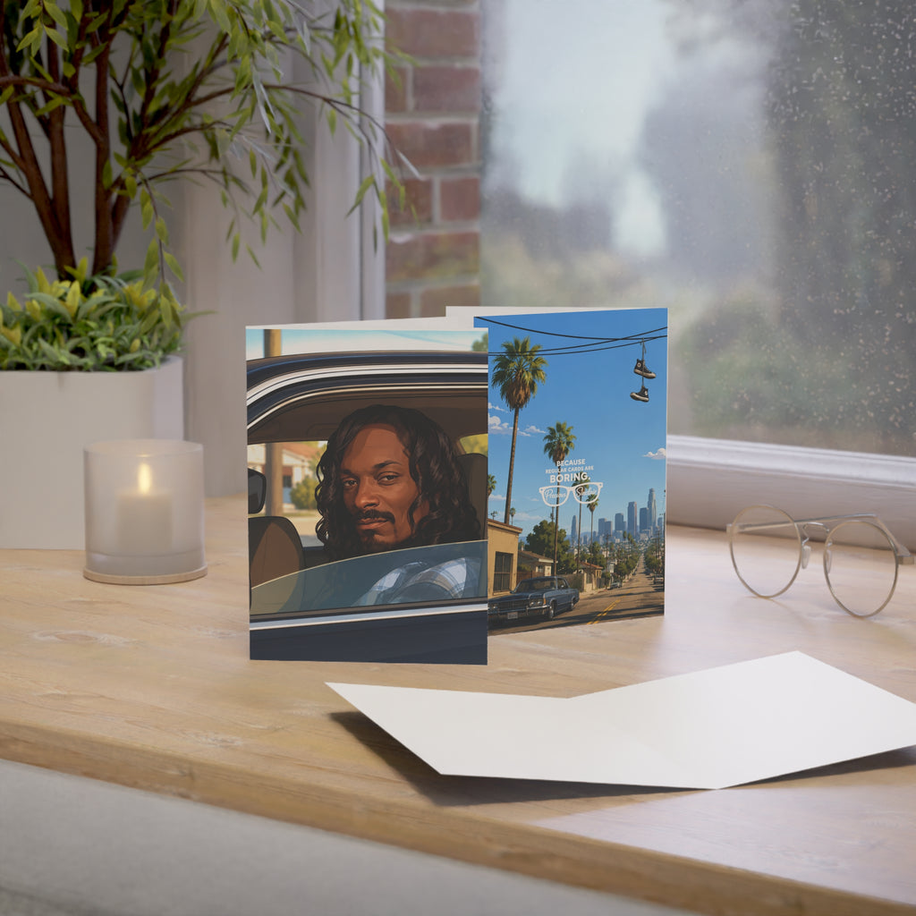 Greeting Card — LA Vibes Retro Car Scene (Blank Interior) Personalize