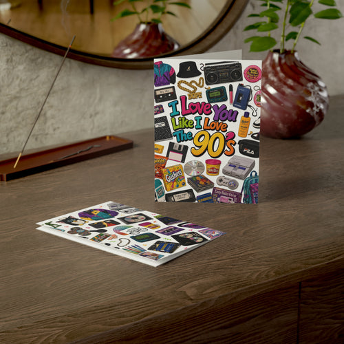 90s Nostalgia Greeting Card — "I Love You Like I Love The 90s" Retro Icons Card